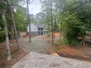The backyard after the hydroseeding.